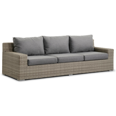 Canapé de jardin Pintura 3-pl en résine tressée gris et gris avec coussin en weather+ softtouch gris