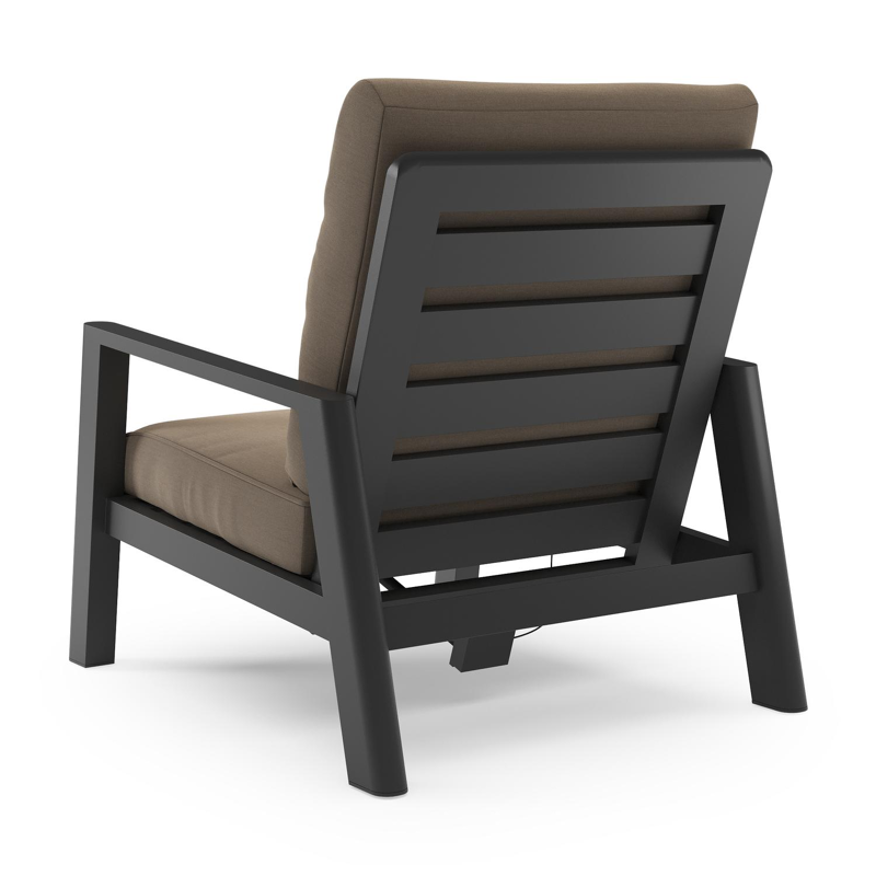 Cirello loungestoel in zwart aluminium met natte heather grey all weather sunbrella® luxe kussen