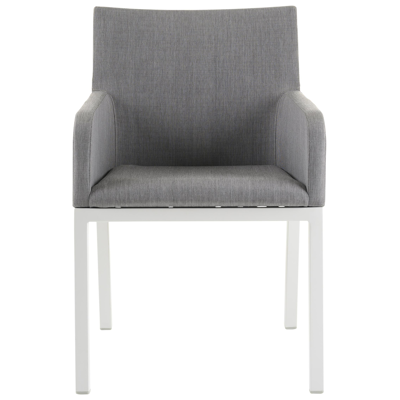 Puglia tuinset in wit aluminium en volkeramiek grijs tafelblad met 6 Rivo tuinstoelen