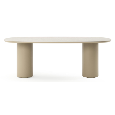 Amico tuintafel bombo in beige aluminium en volkeramiek Shilin - L 210 x B 110 x H 73.5 cm