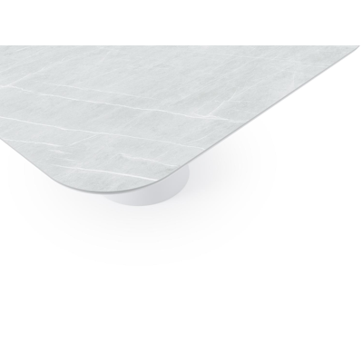 Donato tuintafel in wit aluminium en volkeramiek zaha stone - L 148 x B 148 x H 74 cm