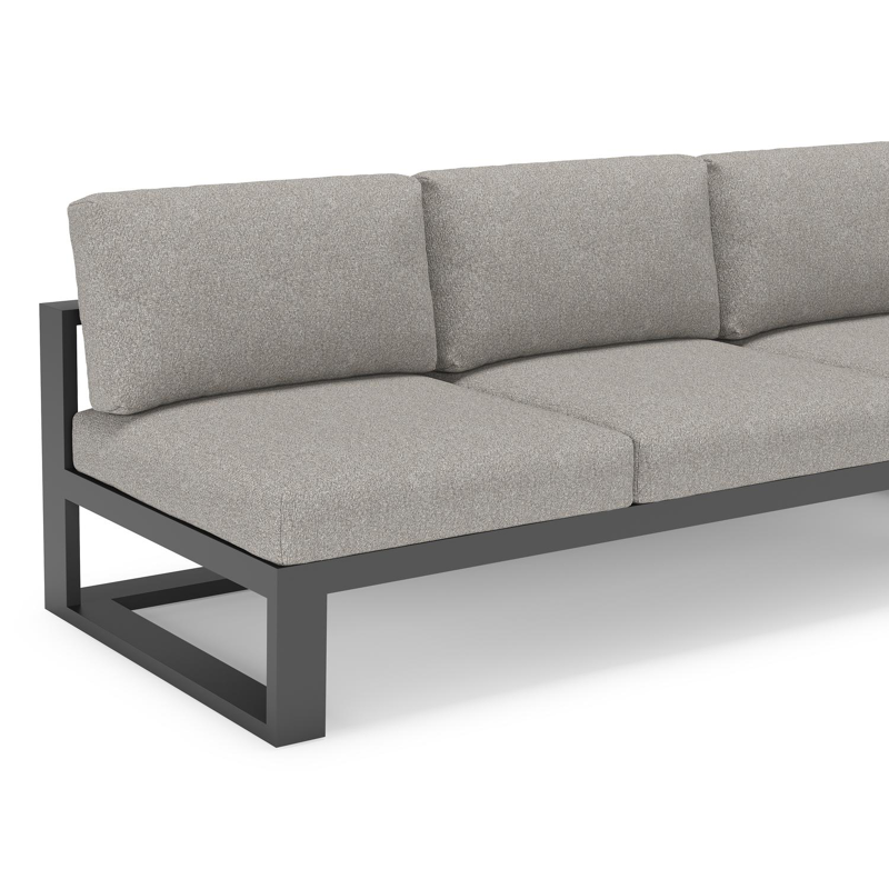 Verato loungehoek in zwart aluminium met tundra charcoal all weather sunbrella® luxe kussen