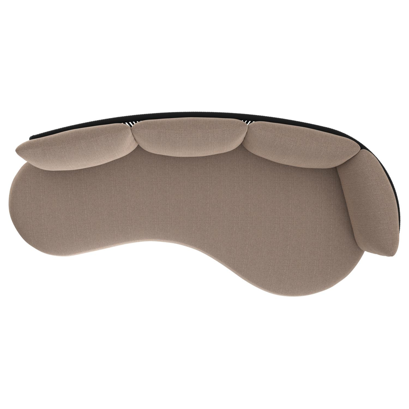 Lomano loungebank in zwart aluminium en zwart verticaal geweven luxe vlakke rope met savane earth all weather sunbrella® luxe kussen