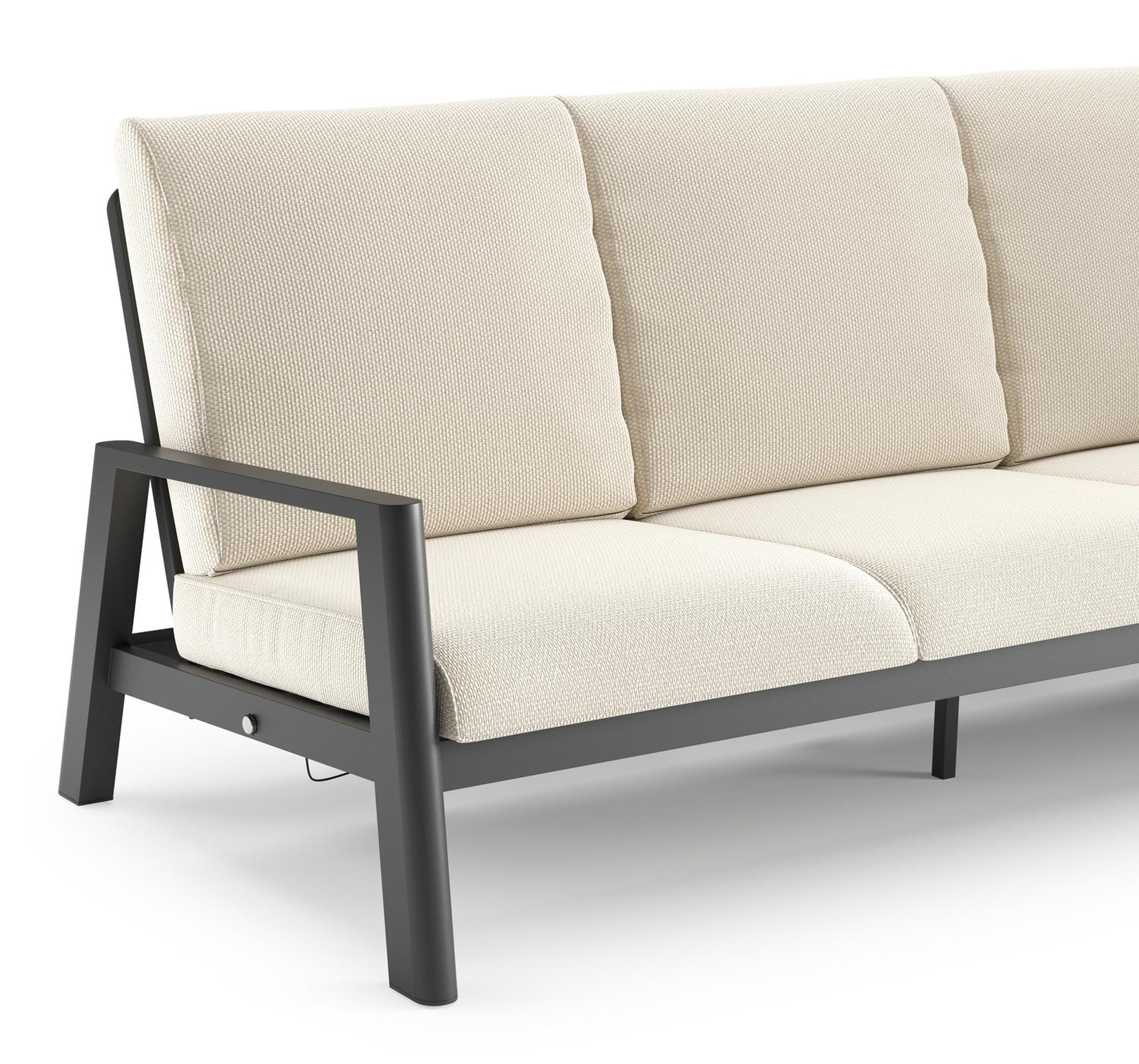 Cirello loungebank in zwart aluminium met althea off white all weather cosytica kussen