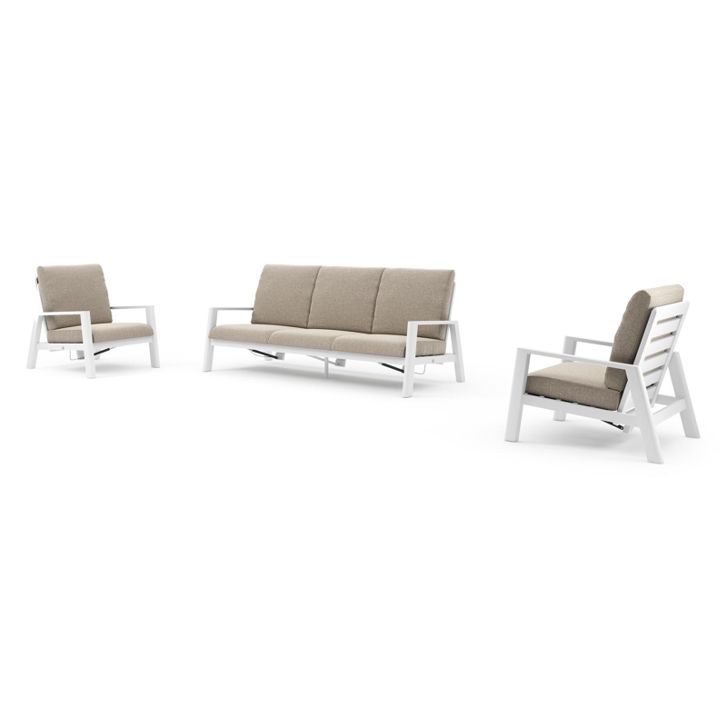 Cirello loungeset in wit aluminium met chartres pewter all weather sunbrella® luxe kussen