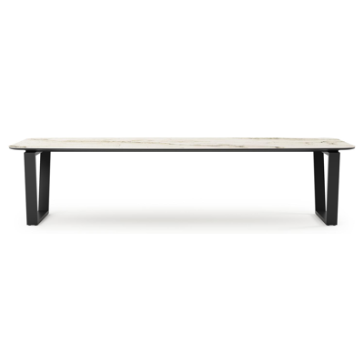 Pagino tuintafel bootvorm in zwart aluminium en volkeramiek colorado dunes - L 315 x B 115 x H 73 cm