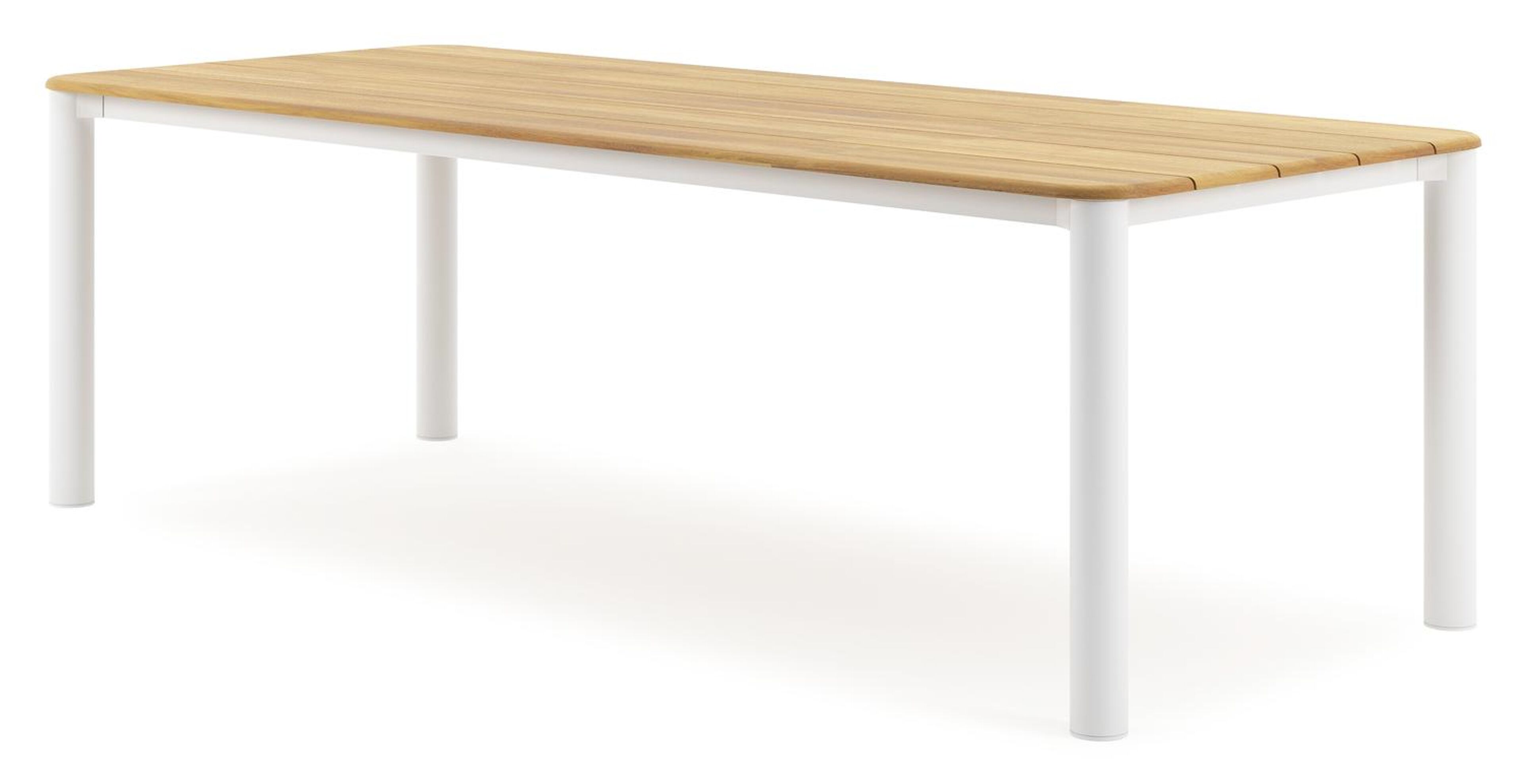 Orso tuintafel rechthoekig afgerond in wit aluminium en teak - L 240 x B 100 x H 73.5 cm
