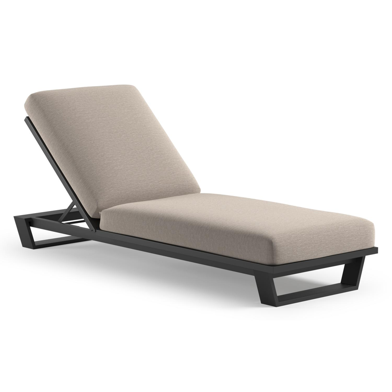 Pagino verstelbaar ligbed in zwart aluminium met slow farafra all weather Sunbrella® luxe kussen