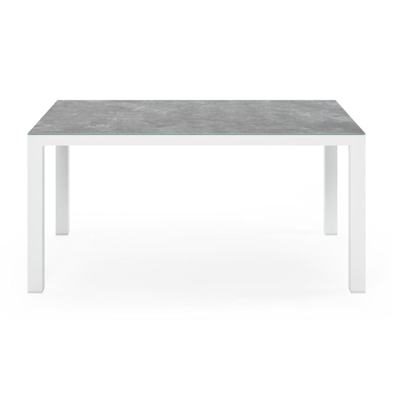 Varese tuintafel rechthoekig in wit aluminium en keramisch glas grijs - L 160 x B 92 x H 73,5 cm