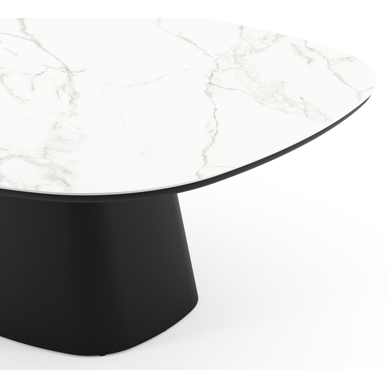 Table de jardin Amico bombo xl en aluminium noir et céramique pleine Calacatta - Lg. 210 x Lrg. 148 x Haut. 74 cm