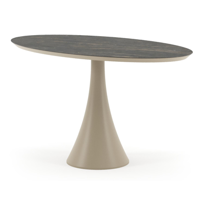 Fano tuintafel ovaal in beige aluminium en volkeramiek Black Obsession - L 140 x B 80 x H 74.5 cm