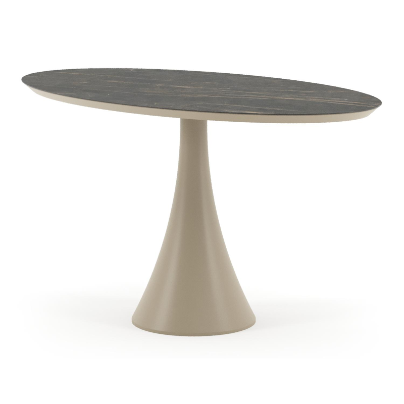 Fano tuintafel ovaal in beige aluminium en volkeramiek Black Obsession - L 140 x B 80 x H 74.5 cm