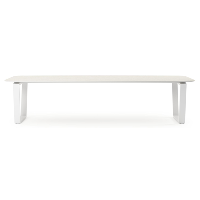 Pagino tuintafel in wit aluminium en volkeramiek shilin - L 315 x B 115 x H 74 cm