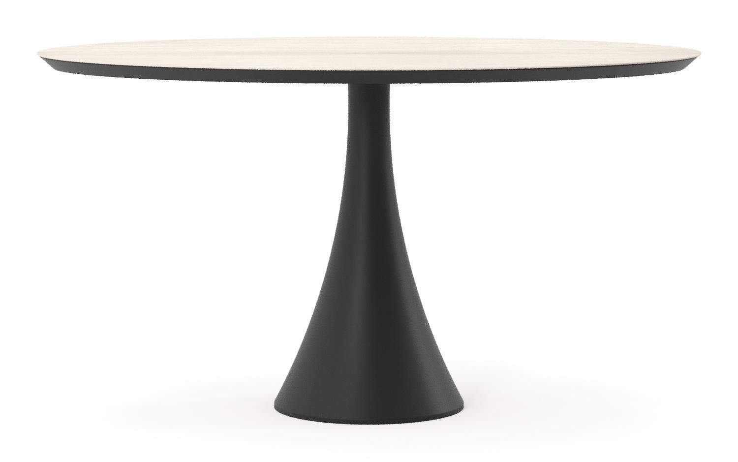 Fano tuintafel ovaal in zwart aluminium en volkeramiek Travertino Bianco - L 140 x B 80 x H 74.5 cm