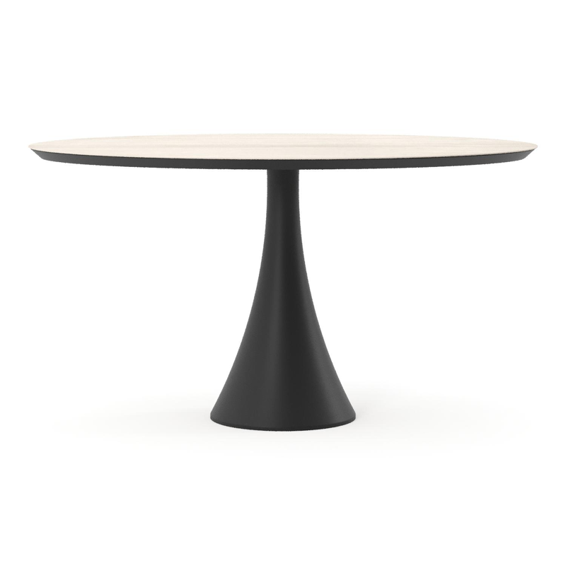 Fano tuintafel ovaal in zwart aluminium en volkeramiek Travertino Bianco - L 140 x B 80 x H 74.5 cm