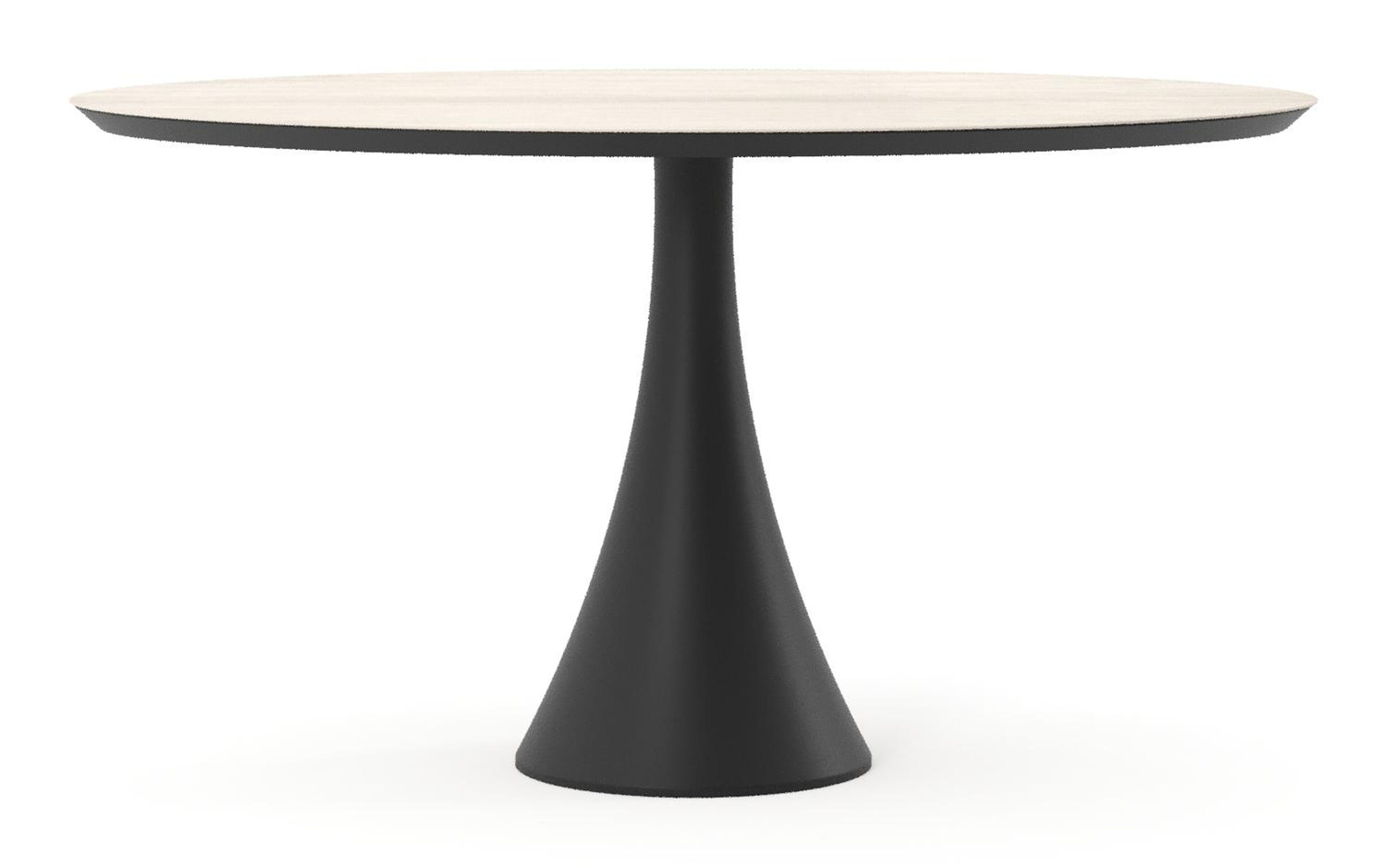 Fano tuintafel ovaal in zwart aluminium en volkeramiek Travertino Bianco - L 140 x B 80 x H 74.5 cm