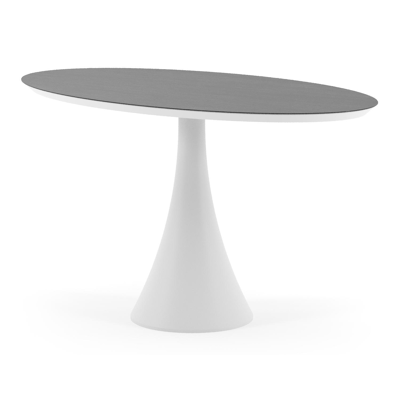 Fano tuintafel ovaal in wit aluminium en volkeramiek Basalt Black - L 140 x B 80 x H 74.5 cm