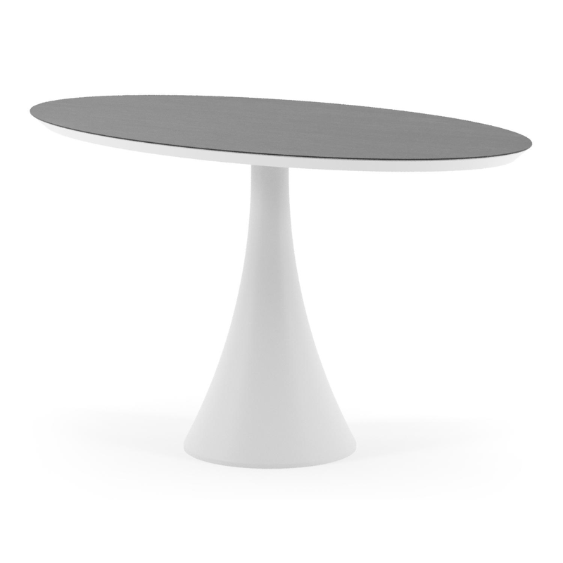 Fano tuintafel ovaal in wit aluminium en volkeramiek Basalt Black - L 140 x B 80 x H 74.5 cm