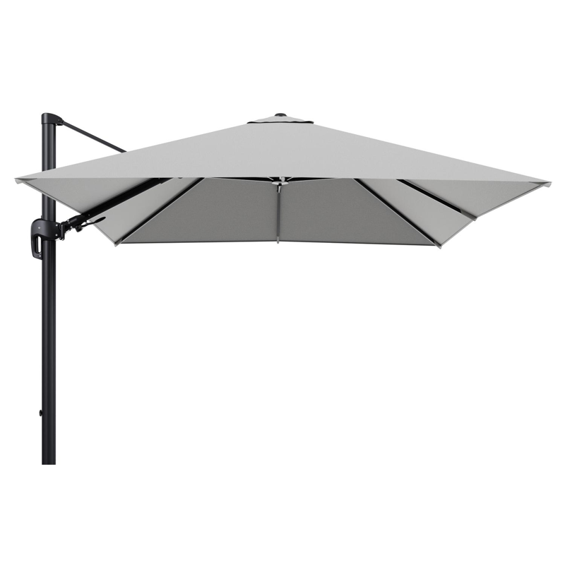 Rufina zweefparasol tiltfunctie in zwart aluminium en parasoldoek in All Weather Sunbrella® Luxe Savane Nimbus  - L1 300 x L2 300 cm (zonder voet)
