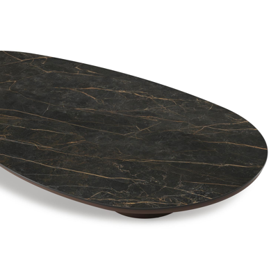 Amico loungetafel organisch in taupe aluminium en volkeramiek Black Obsession - L 170 x B 91 x H 25 cm