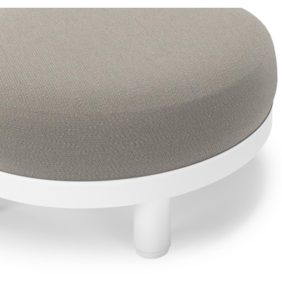 Salon de jardin pouf Donato en aluminium blanc et coussins en all Weather Sunbrella® Luxe Lopi Silver