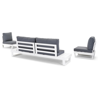 Modica loungeset in wit aluminium met grijs weather+ textilene kussens