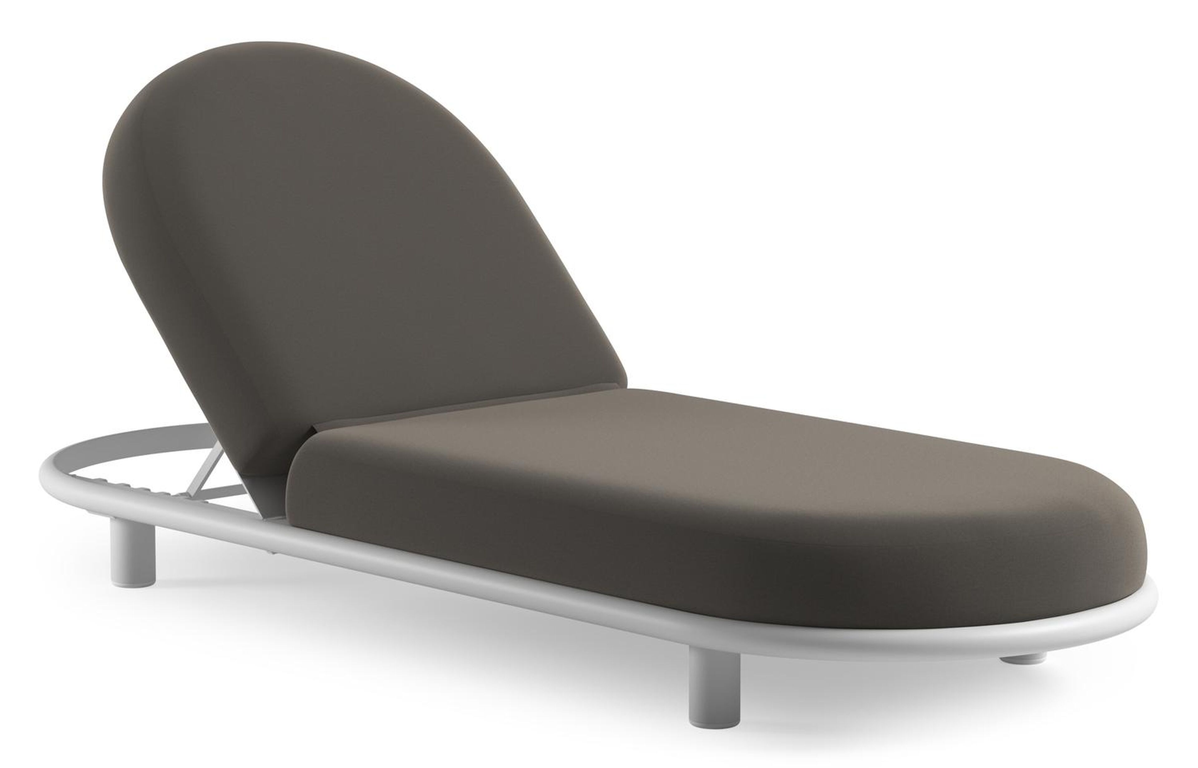 Lomano verstelbaar ligbed in wit aluminium met natte carbon beige all weather sunbrella® luxe