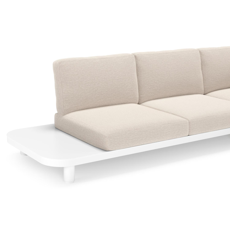 Donato loungehoek in wit aluminium met all weather sunbrella® luxe Slow Farafra kussen