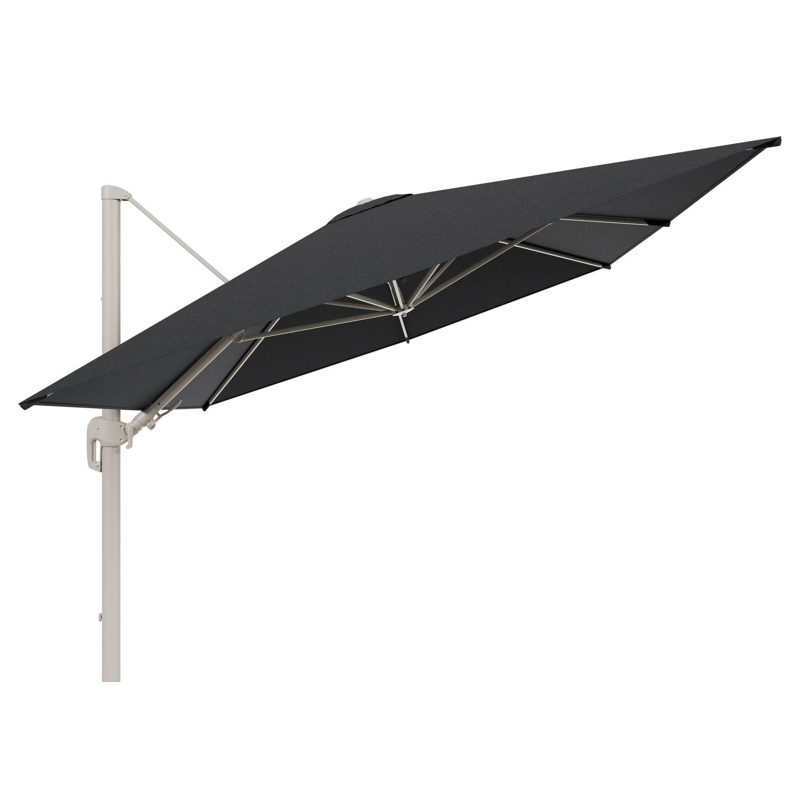 Parasol pendant Rufina avec fonction tilt en aluminium beige et toile de parasol en All Weather Sunbrella® Luxe Chartres Sooty  - Lg.1 400 x Lg.2 300 cm (sans pied de parasol