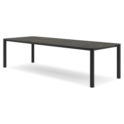 Orso tuintafel rechthoekig afgerond in zwart aluminium en volkeramiek black obsession - L 290 x B 110 x H 74.5 cm