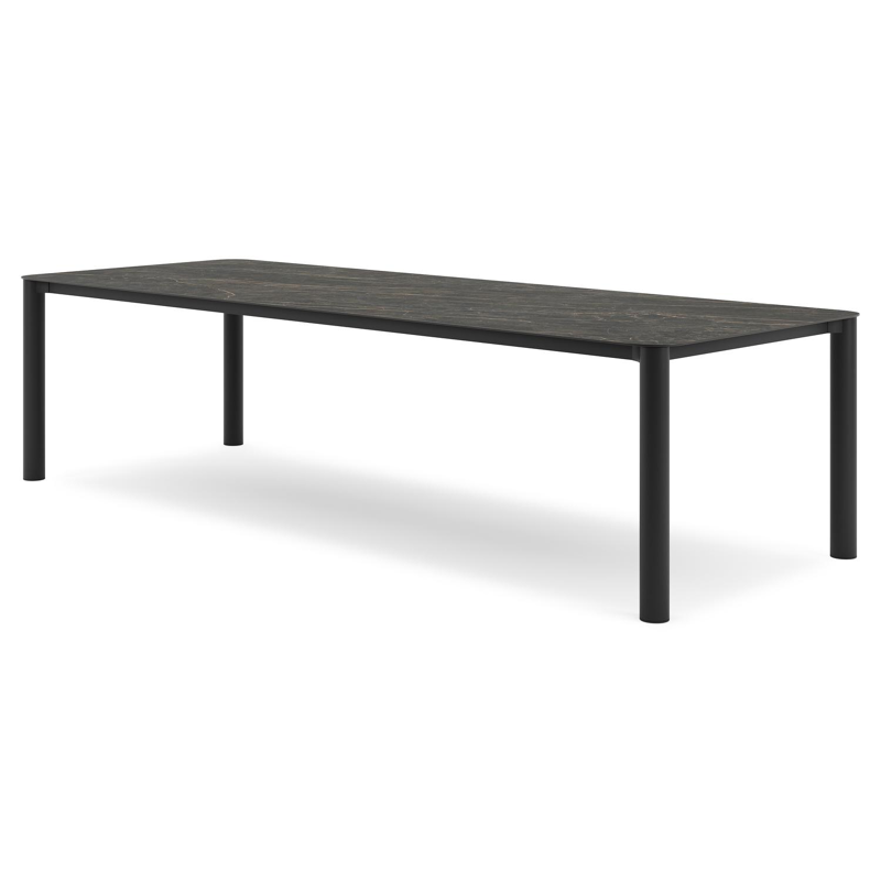 Orso tuintafel rechthoekig afgerond in zwart aluminium en volkeramiek black obsession - L 290 x B 110 x H 74.5 cm
