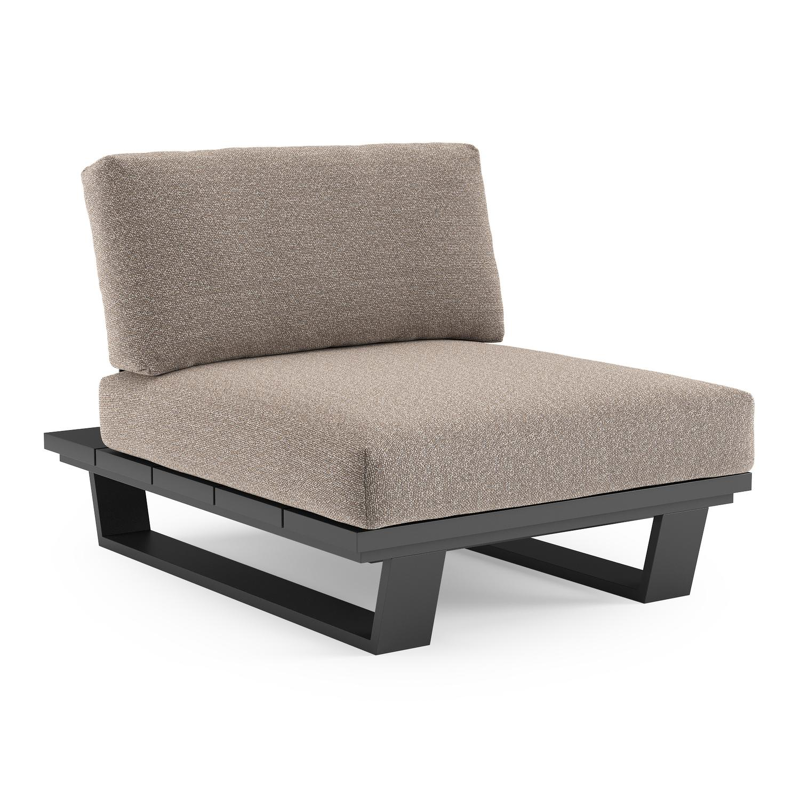 Pagino loungestoel in zwart aluminium met wander manioc all weather sunbrella® luxe kussen