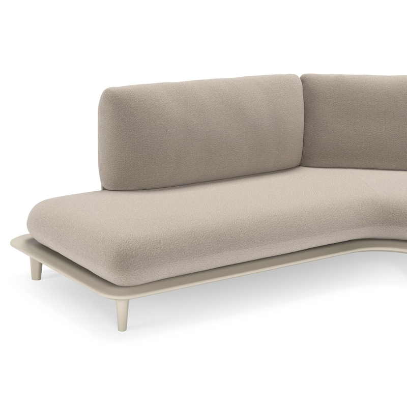 Salon de jardin d'angle Bomero en aluminium beige et coussins en all weather sunbrella® luxe savane coconut