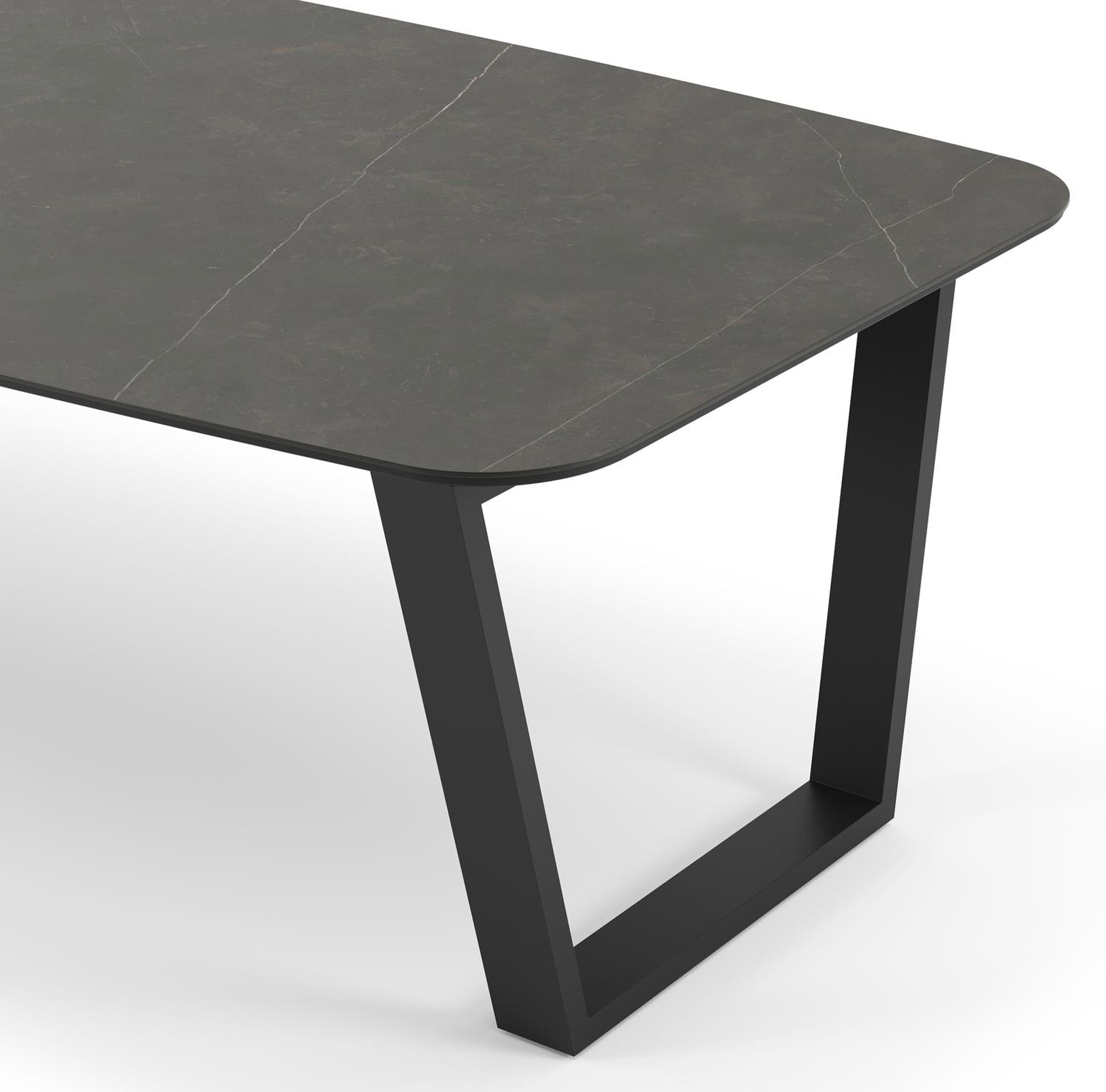 Pagino tuintafel in zwart aluminium en volkeramiek calatorao - L 255 x B 115 x H 74 cm