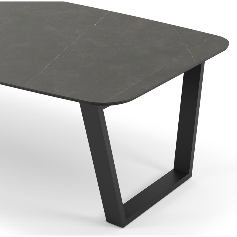Pagino tuintafel in zwart aluminium en volkeramiek calatorao - L 255 x B 115 x H 74 cm