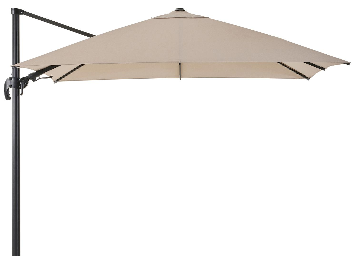 Parasol pedant Avola avec fonction tilt en aluminium noir avec toile de parasol en weather+ softtouch rustic - Lg.1 300 x Lg.2 300 cm (sans pied de parasol)