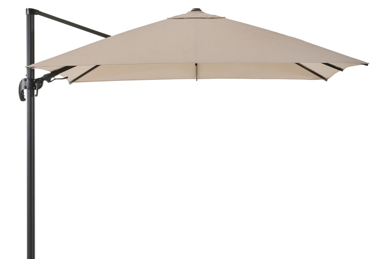 Avola zweefparasol met tiltfunctie in zwart aluminium met rustic weather+ softtouch parasoldoek - L1 300 x L2 300 cm (zonder voet)