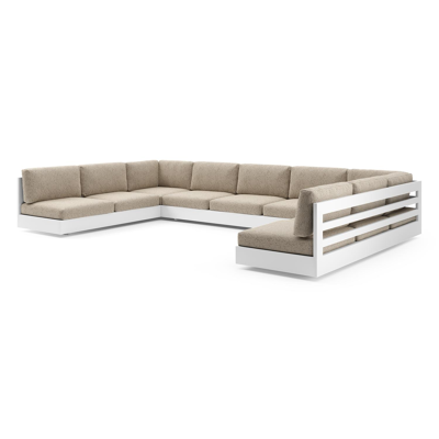 Como loungebank in wit aluminium met bora jungle all weather cosytica kussen