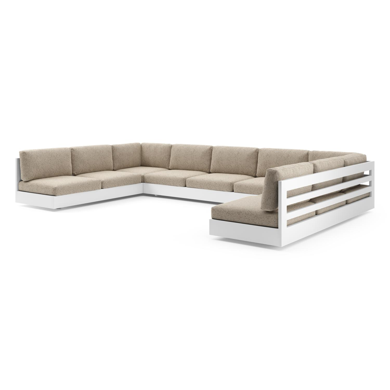 Como loungebank in wit aluminium met bora jungle all weather cosytica kussen