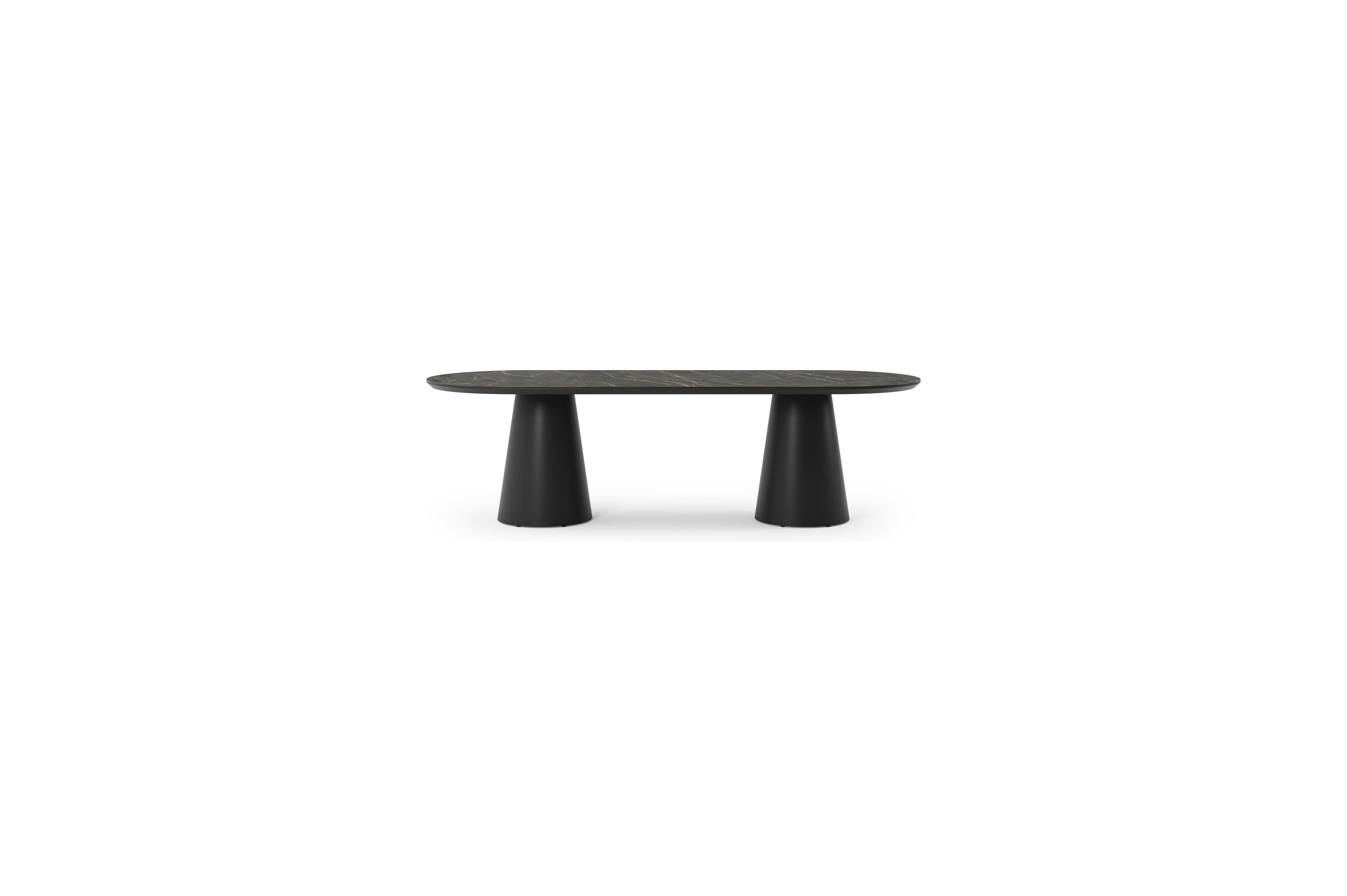 Table de jardin Donato en aluminium noir et céramique pleine black obsession - Lg 260 x Larg. 100 x H 74 cm