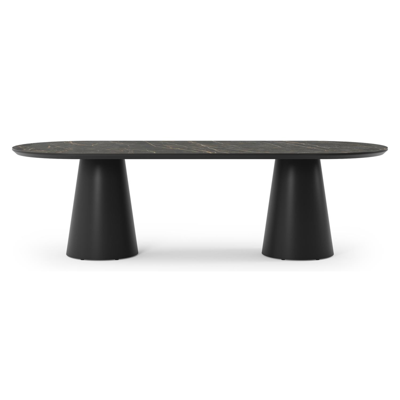 Table de jardin Donato en aluminium noir et céramique pleine black obsession - Lg 260 x Larg. 100 x H 74 cm