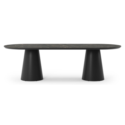 Donato tuintafel in zwart aluminium en volkeramiek black obsession - L 260 x B 100 x H 74 cm