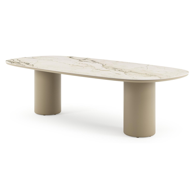 Amico tuintafel bombo in beige aluminium en volkeramiek Colorado Dunes - L 270 x B 125 x H 73.5 cm