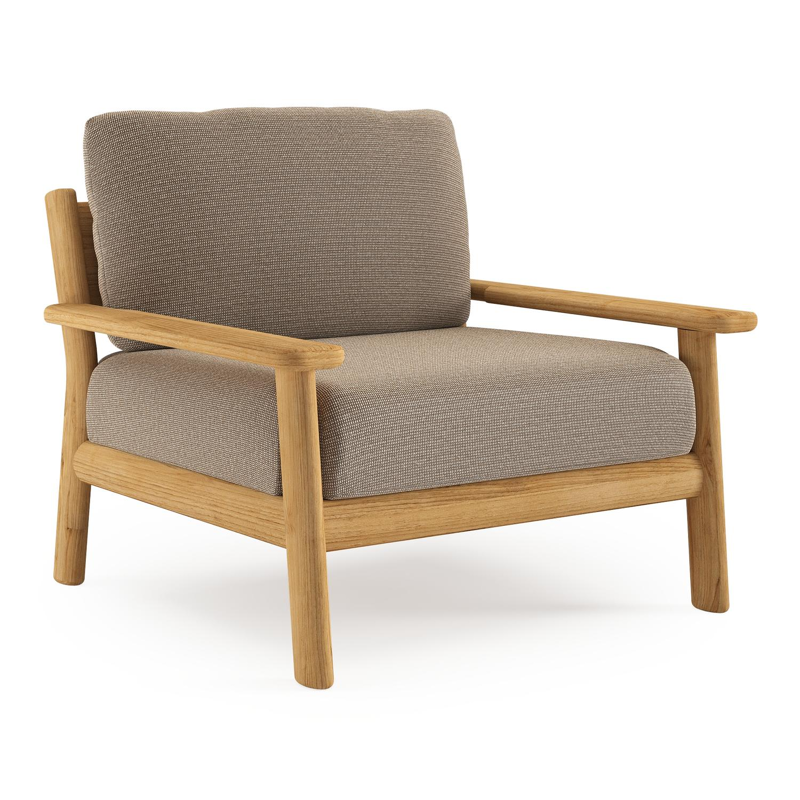 Amaro loungestoel in teak met firenze earth all weather solica kussen