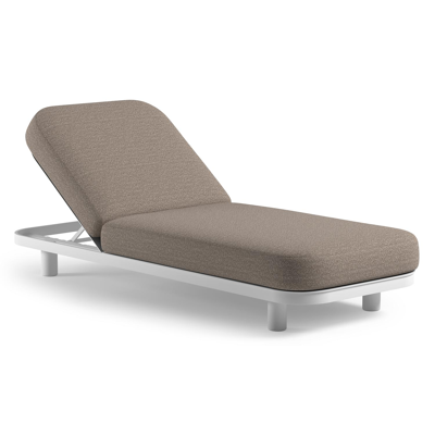 Chaise longue réglable Donato en aluminium blanc et coussin en all weather Sunbrella® luxe wander manioc