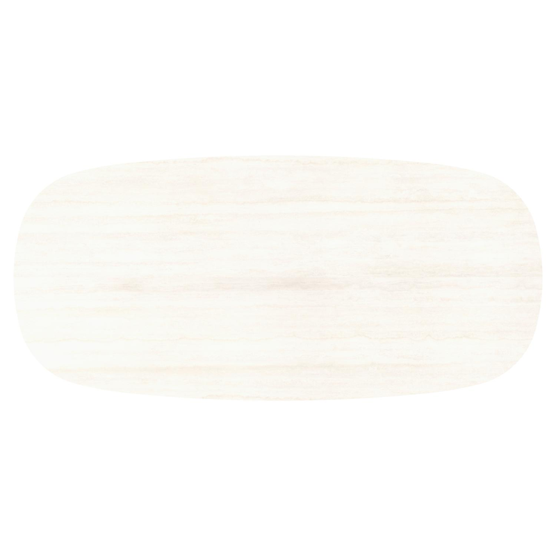 Table de jardin Amico bombo en aluminium noir et céramique pleine Travertino Bianco - Lg. 270 x Lrg. 125 x Haut. 74 cm