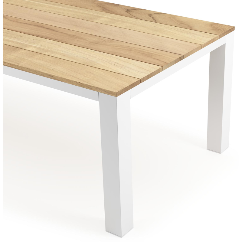 Nano tuintafel in wit aluminium en teak - L 280 x B 110 x H 75 cm