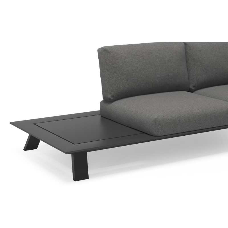 Cesano loungehoek in zwart aluminium met deauville black all weather sunbrella® luxe kussens