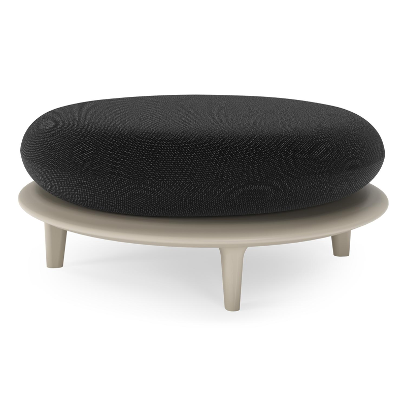 Bomero poef in beige aluminium met lopi baribal all weather sunbrella® luxe kussen