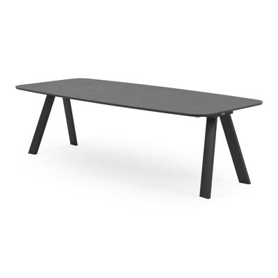 Cesano tuintafel in zwart aluminium en volkeramiek pierre bleue - L 255 x B 115 x H 74 cm